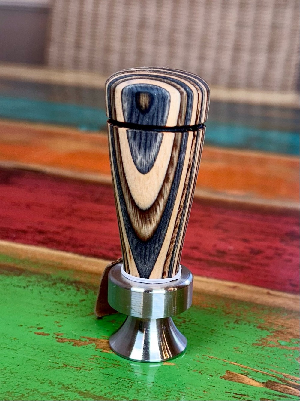 Rare Custom 1" Mini Espresso Tamper Artisan Turned Wood Industrial MCM Decor